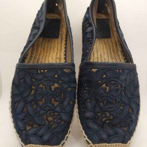 Tory Burch navy lace espadrilles size 6